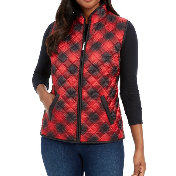 Karen Scott Jackets & Blazers - Karen Scott Petite Plaid Lightweight Puffer Vest EUC Size PXL